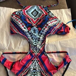 Vibrant Geometric Cutout Swimsuit